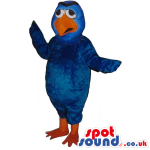 Customizable Blue Bird Mascot With A Funny Worried Face -