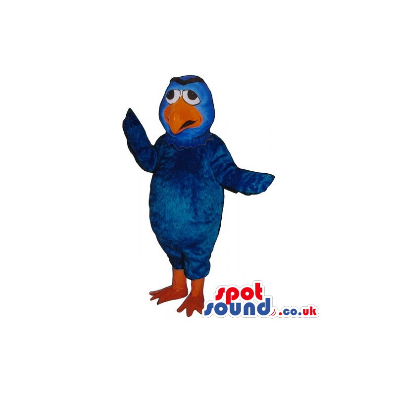 Customizable Blue Bird Mascot With A Funny Worried Face -