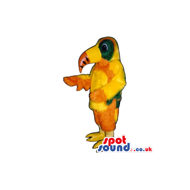 Customizable Colorful Orange And Yellow Toucan Bird Mascot -