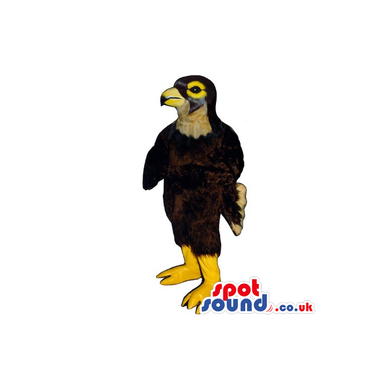 Customizable Brown Bird Mascot With A Yellow Beak And Legs -