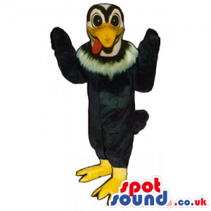 Vulture Bird Mascot With White Collar And Funny Tongue - Custom