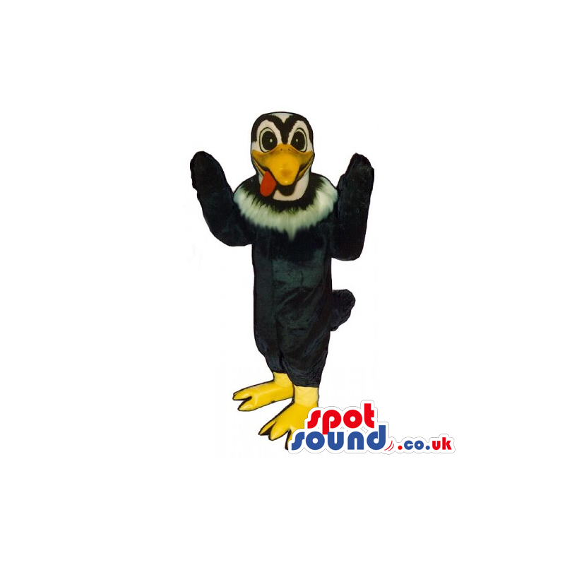 Vulture Bird Mascot With White Collar And Funny Tongue - Custom