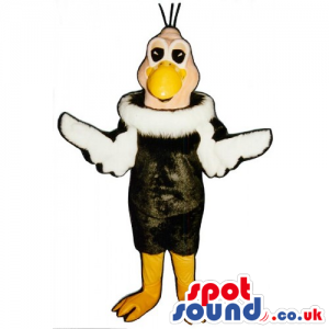 Vulture Bird Mascot With White Wings And Funny Face - Custom
