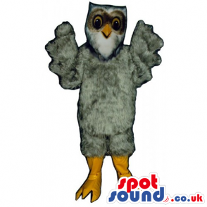 Customizable Cute Grey Owl Bird Mascot With Round Eyes - Custom