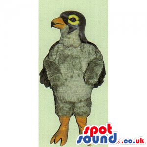 Customizable Original Grey Bird Mascot With Yellow Eyes -