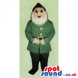 Dwarf Character Mascot With A White Beard And Green Clothes -