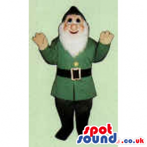 Dwarf Character Mascot With A White Beard And Green Clothes -