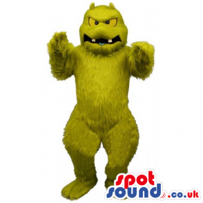 Plain Green And Hairy Monster Mascot With Yellow Eyes - Custom