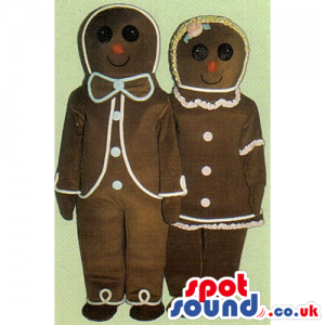 Ginger-Bread Men Couple Cake Food Christmas Mascot - Custom