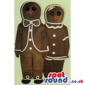 Ginger-Bread Men Couple Cake Food Christmas Mascot - Custom
