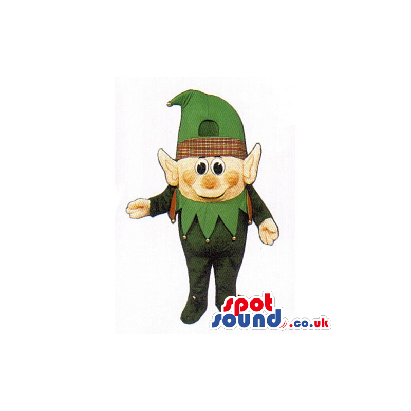 Small Dwarf Mascot Wearing Green Clothes With Pointy Ears -