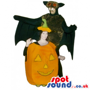 Scary Pumpkin And Bat Halloween Adult Couple Costumes - Custom