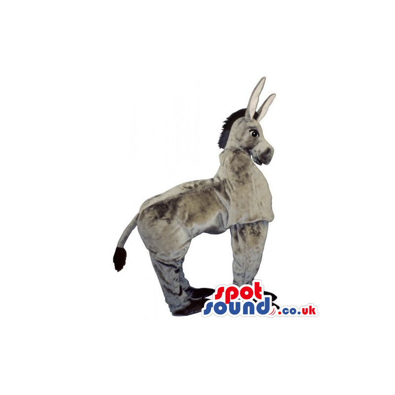 Customizable Grey Donkey Mascot With Standing On All-Fours -