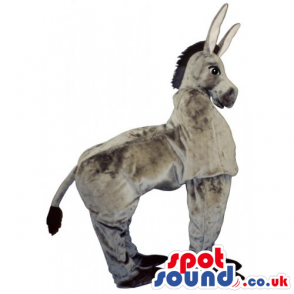 Customizable Grey Donkey Mascot With Standing On All-Fours -