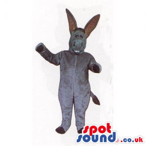 Customizable All Grey Plush Donkey Mascot With Really Long Ears