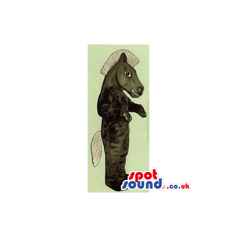 All Black Plush Horse Animal Mascot With Beige Hair - Custom
