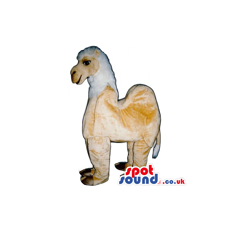 Beige And White Plush Llama Animal Mascot On All-Fours - Custom