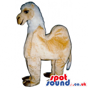 Beige And White Plush Llama Animal Mascot On All-Fours - Custom