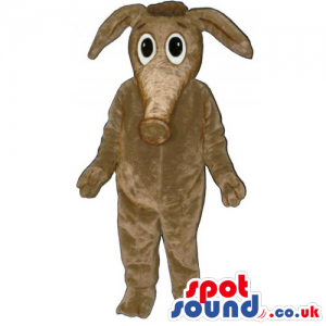 Plain Brown Anteater Animal Mascot With Cartoon Character Face