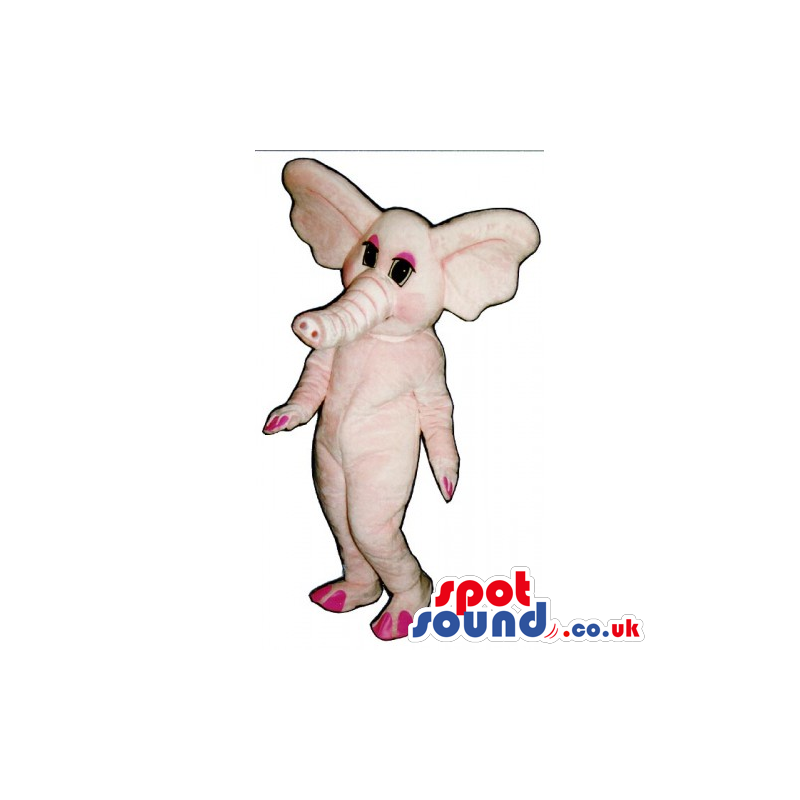 All Pink Plush Elephant Girl Animal Mascot With Big Ears -