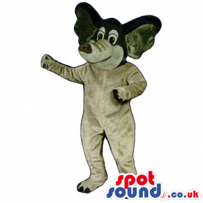 Grey And Black Plush Elephant Mascot With Cartoon Character