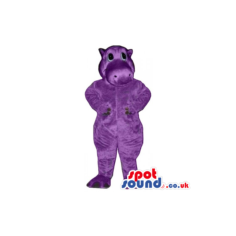 Cute All Purple Plush Hippopotamus Mascot With Space For Logo -