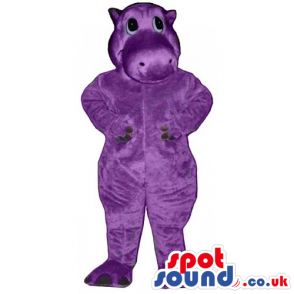 Cute All Purple Plush Hippopotamus Mascot With Space For Logo -