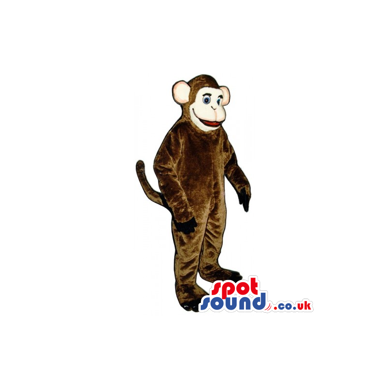 All Brown Plush Monkey Animal Mascot With Round Ears - Custom