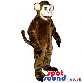 All Brown Plush Monkey Animal Mascot With Round Ears - Custom