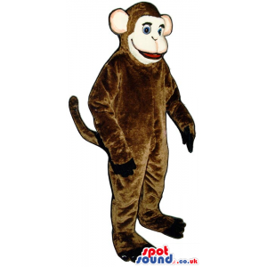 All Brown Plush Monkey Animal Mascot With Round Ears - Custom