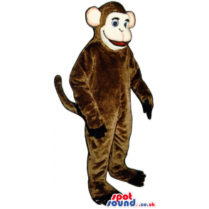 All Brown Plush Monkey Animal Mascot With Round Ears - Custom