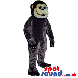 All Black Plush Monkey Animal Mascot With A Round Face - Custom