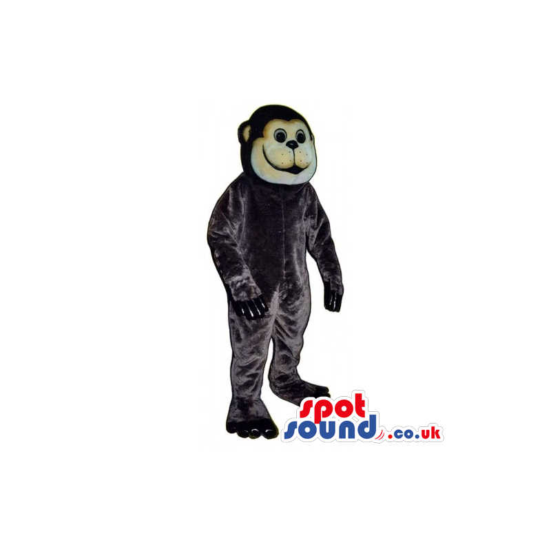 All Black Plush Monkey Animal Mascot With A Round Face - Custom