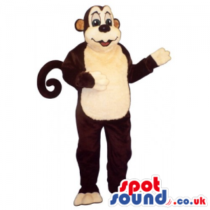 Brown Plush Monkey Animal Mascot With A Curled Tail - Custom