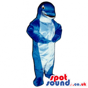 Blue Plush Dolphin Ocean Animal Mascot With Space For Logo -