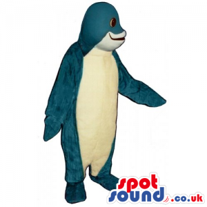 Blue Plush Dolphin Ocean Animal Mascot With A White Belly -