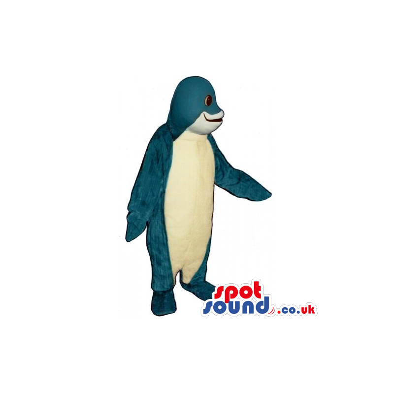 Blue Plush Dolphin Ocean Animal Mascot With A White Belly -