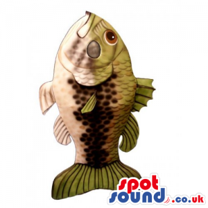 Customizable Amazing Realistic Big Beige And Green Fish Mascot