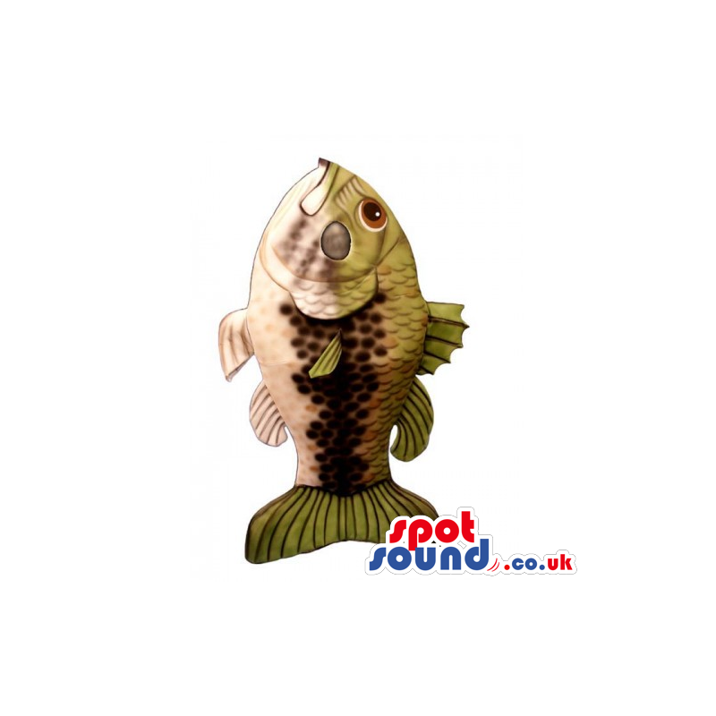Customizable Amazing Realistic Big Beige And Green Fish Mascot