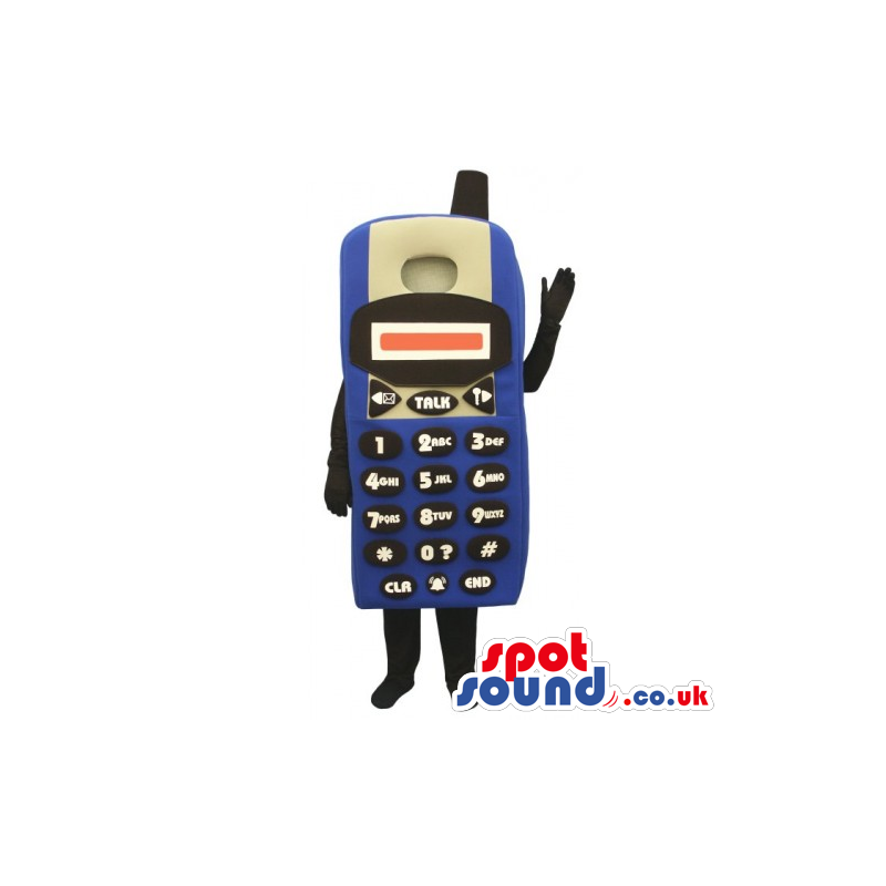 Customizable Blue And Black Cellphone Mascot Without A Face -