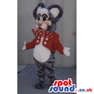 Customizable Mouse Mascot Wearing A Red Jacket And Bow Tie -