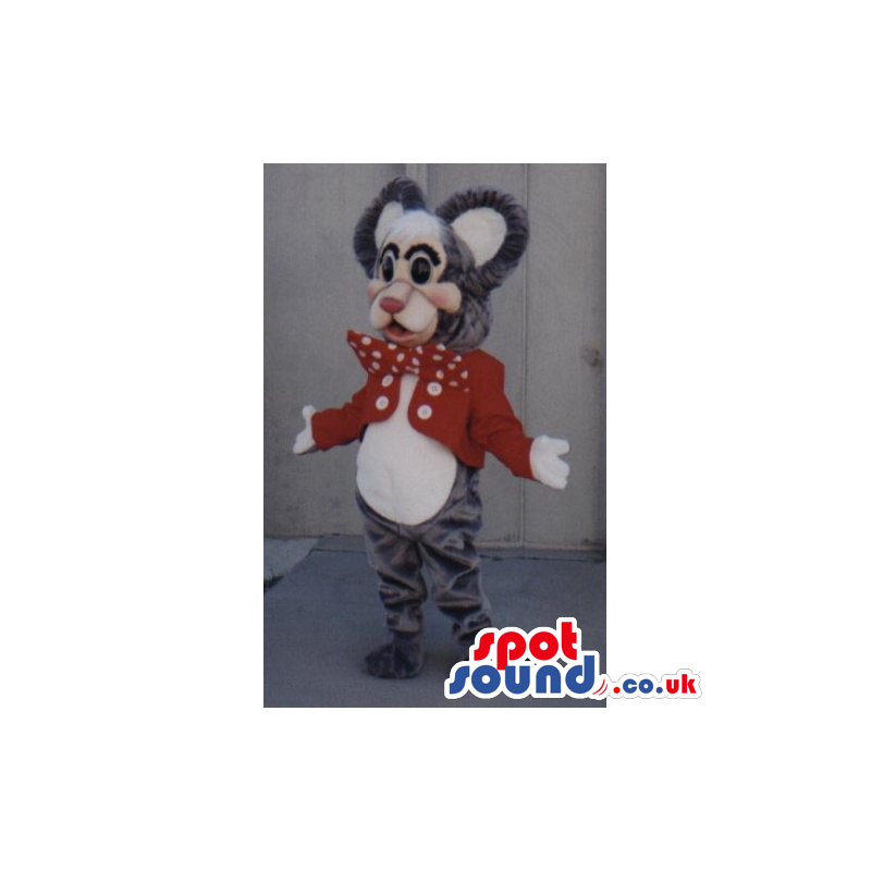 Customizable Mouse Mascot Wearing A Red Jacket And Bow Tie -