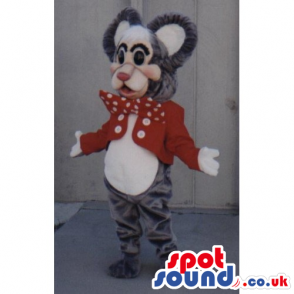 Customizable Mouse Mascot Wearing A Red Jacket And Bow Tie -