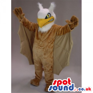 Customizable Brown Plush Eagle Mascot With Huge Wide Wings -