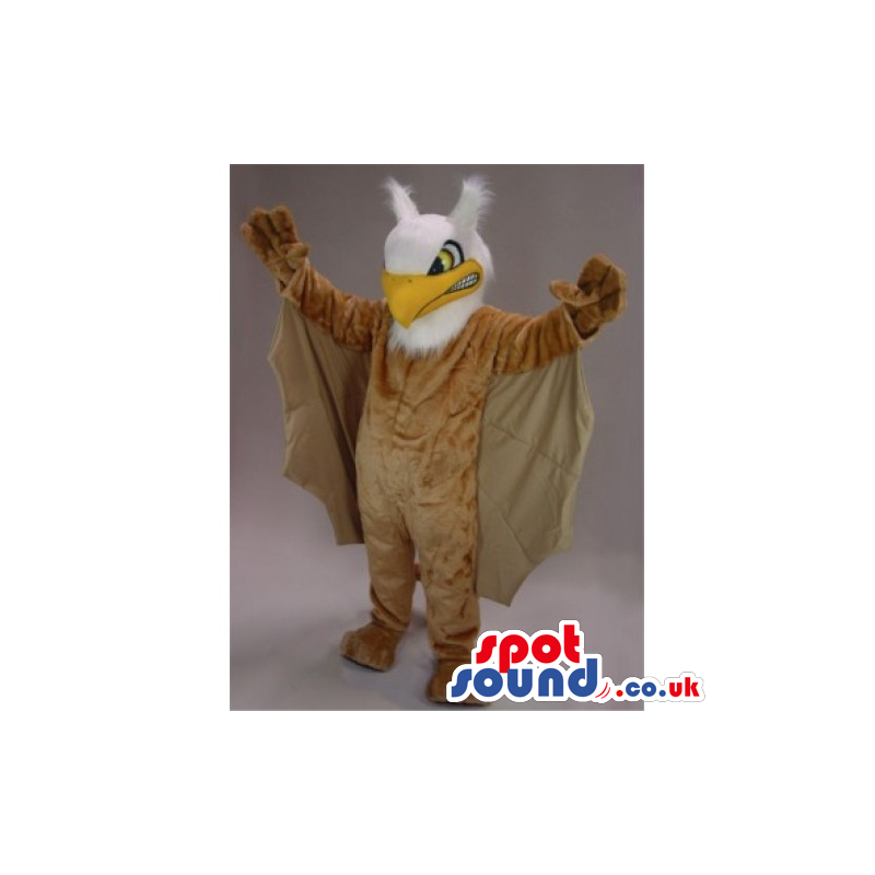 Customizable Brown Plush Eagle Mascot With Huge Wide Wings -