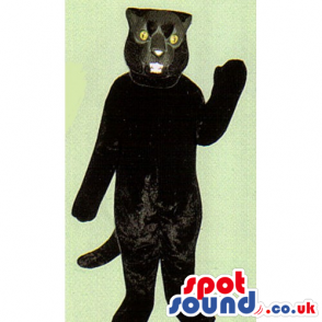 Customizable Black Plush Panther Mascot With Yellow Eyes -
