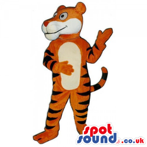 Customizable Plush Tiger Mascot With Cartoon Character Look -