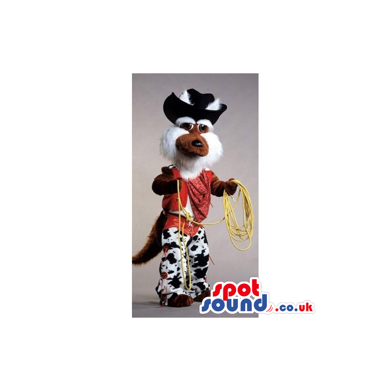 Fox Hairy Animal Mascot Dressed As A Cowboy With Hat - Custom
