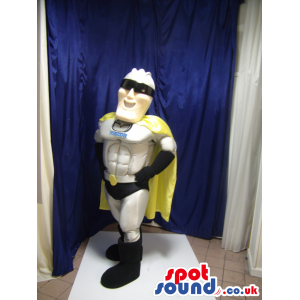 Customizable Superhero Mascot Wearing A Yellow Cape - Custom