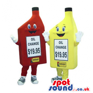 Customizable Couple Red And Yellow Oil Bottle Mascots - Custom